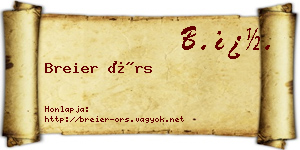 Breier Örs névjegykártya
