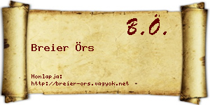 Breier Örs névjegykártya